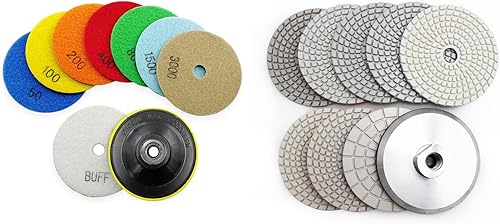 SHDIATOOL Juego de almohadillas de pulido de diamante seco de 4 pulgadas y almohadillas de pulido de diamante de 4 pulgadas