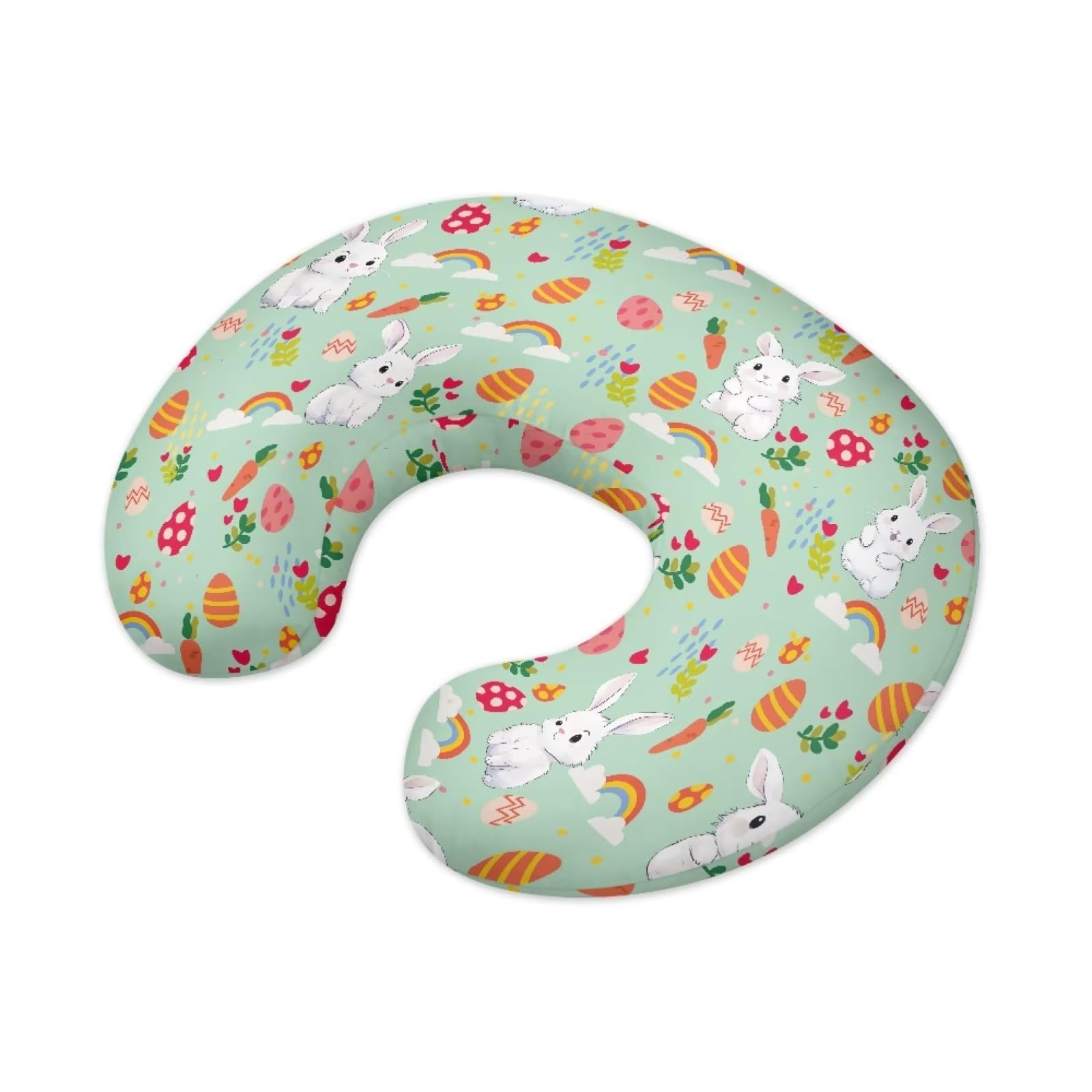Hechitok Carrot Rabbit Baby Nursing Pillow Cover for Newborn, Stretchy Replaceable Pillow Cover Slipcover U-Shaped Breastfeeding Pillowcase Cushion Cover for Easter