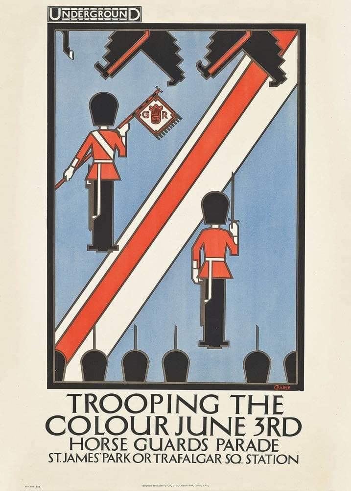 RPW Roystone Print Works Vintage London Underground 'Trooping The Colour', 1922, Reproduction Art Deco English Travel Poster (A3)