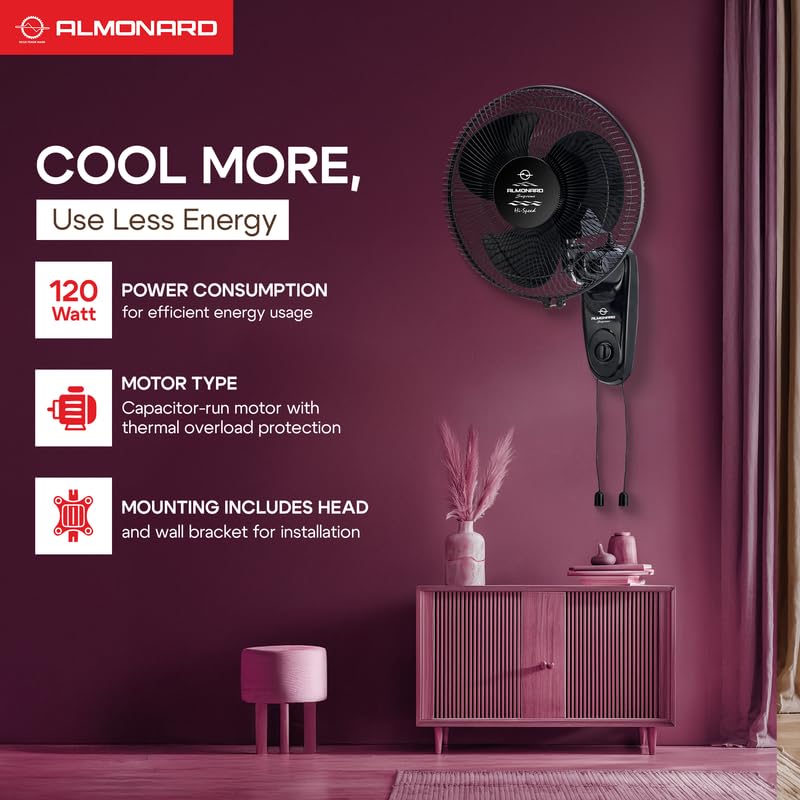 Image of Almonard |12 inch (300mm) Supreme High Speed Wall fan Black