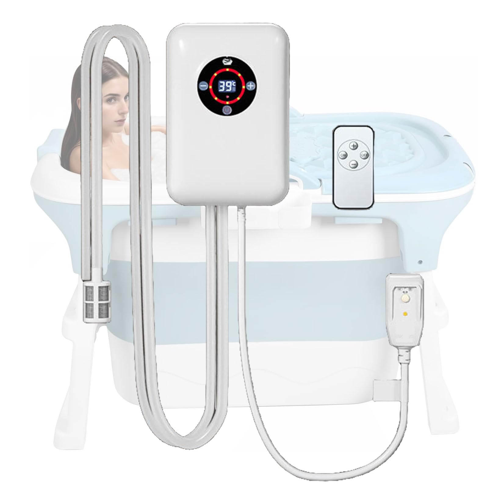 Portable Water Heater for Bathtub, Bath Thermostat Heater with 30-43°C Constant Temperature Control, Remote Control, Winter Christmas Or Birthday Gift for Bath LoversWhite,22x14.8x7.5cm