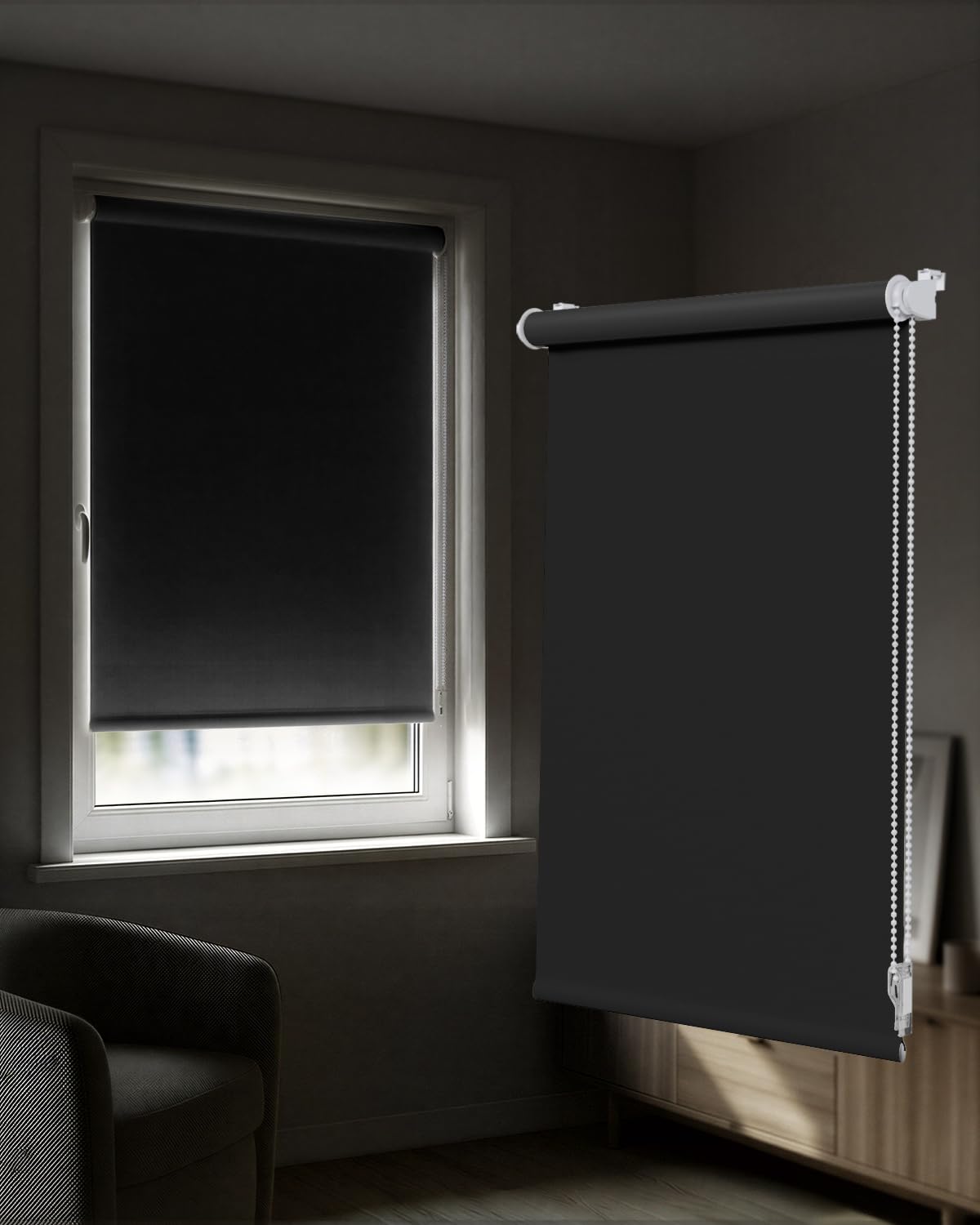 Victoria M. Tenebra Tenda a Rullo Oscurante Avvolgibile Nero 80 cm x 220 cm