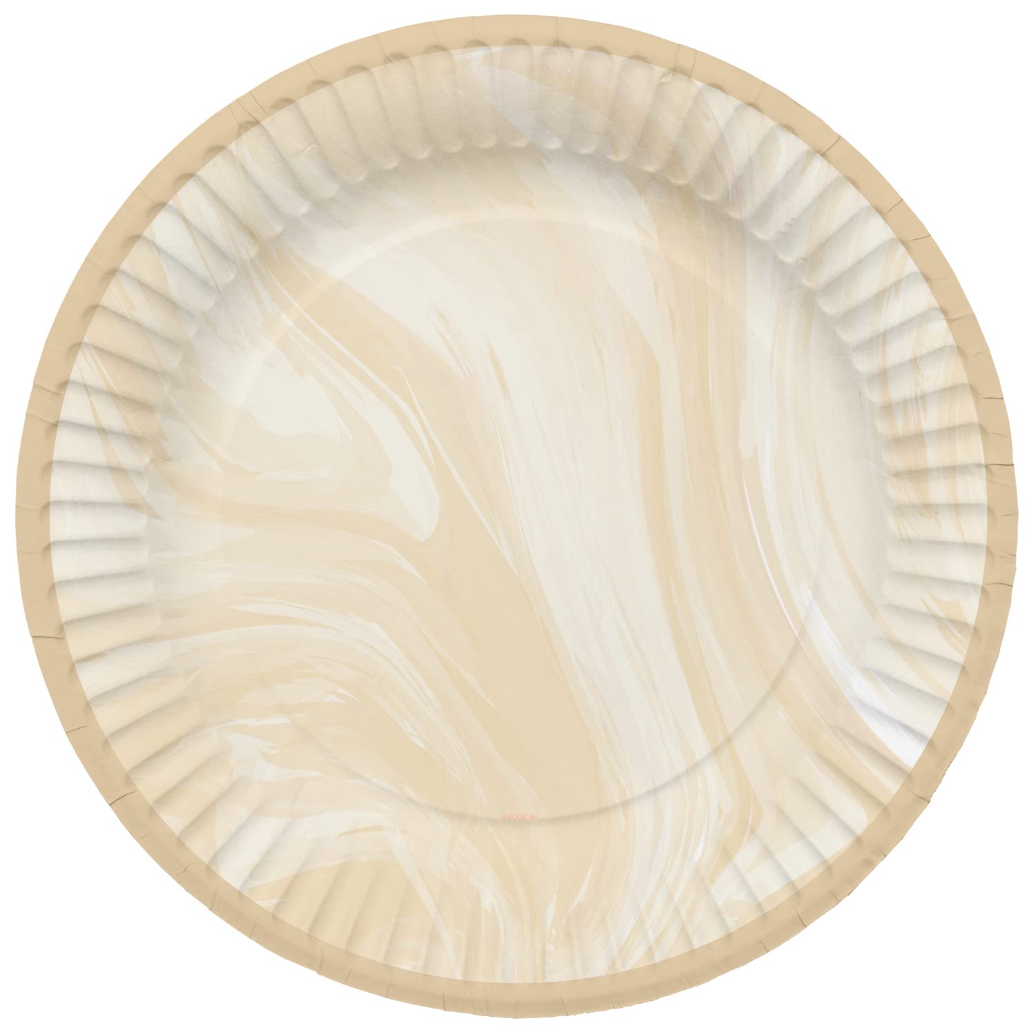 Folat 61912 Paper Party Tableware Paper Plates Round Diameter 23 cm Marble Beige 23 cm - Pack of 8 Disposable Tableware Plates for Birthday Party, Baby Shower, Wedding, Bridal Shower