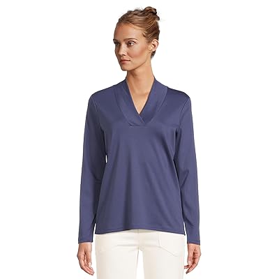 L.L.Bean Pima Shawl Long Sleeve Cotton T Shirts Women