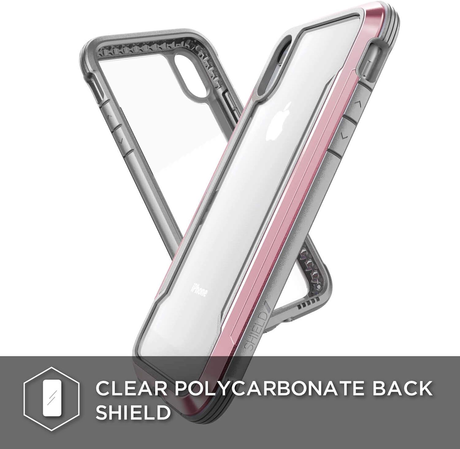 Raptic Shield, Compatible with Apple iPhone XR (Formerly Defense Shield) - Military Grade Drop Tested, Anodized Aluminum, TPU, and Polycarbonate Protective Case for Apple iPhone XR, (Rose Gold/Gray)
