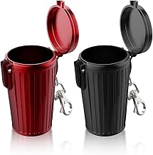 2 Stück Taschenaschenbecher für Unterwegs: Zigaretten Taschenascher Taschenaschenbecher Geruchsdicht mit Deckel und Schlüsselring, Tragbarer Mini Aschenbecher für unterwegs Camping Reisen (1)