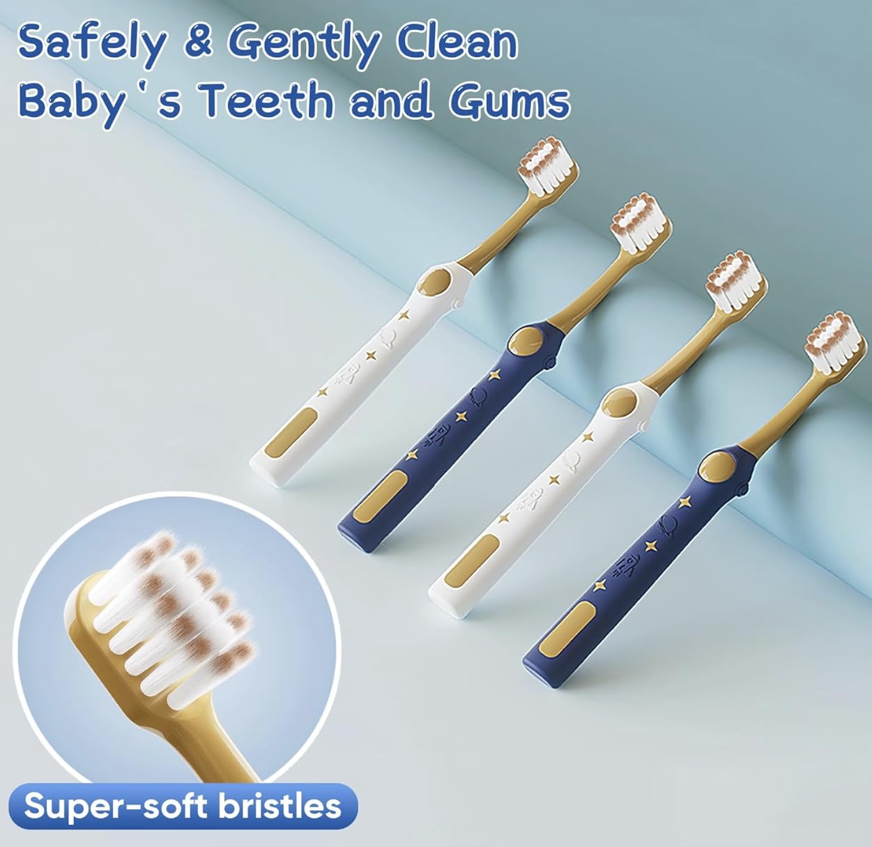 LCKAE 6PCS Kids Space Design Toothbrush, Soft Bristles, Ages 3-12 Years (Blue White)