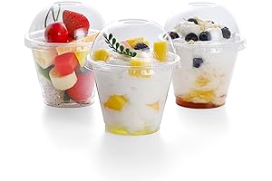 TashiBox Crystal Clear Plastic 9oz Fruit Cups with Lids
