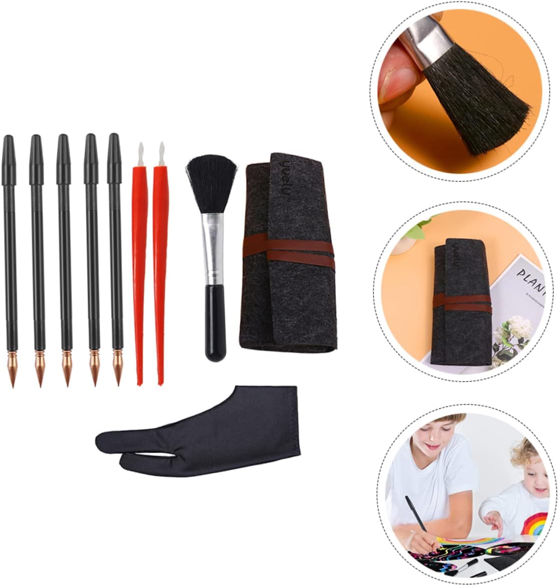 VILLFUL 10 Pcs Scratch Painting Pen Set for Boys and Girls and Adults Colorful Scratch Stylus Tools Sharp and Flat Ends for Creative Art Projects DIY Crafts