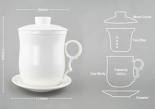 Miniatura 2 de BandTie Práctico sistema de preparación de té de hojas sueltas para oficina de viaje, infusor chino de porcelana azul y blanca de Jingdezhen, juego