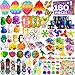 160 Pcs Fidget Toys Party Favors Pack, Randomly Selected Pop Sensory Set Gifts Stickers for Kids Adults Boy Girl Stocking Stuffers Autistic Bulk Goodie Bag Filler Treasure Box Classroom Prizes School