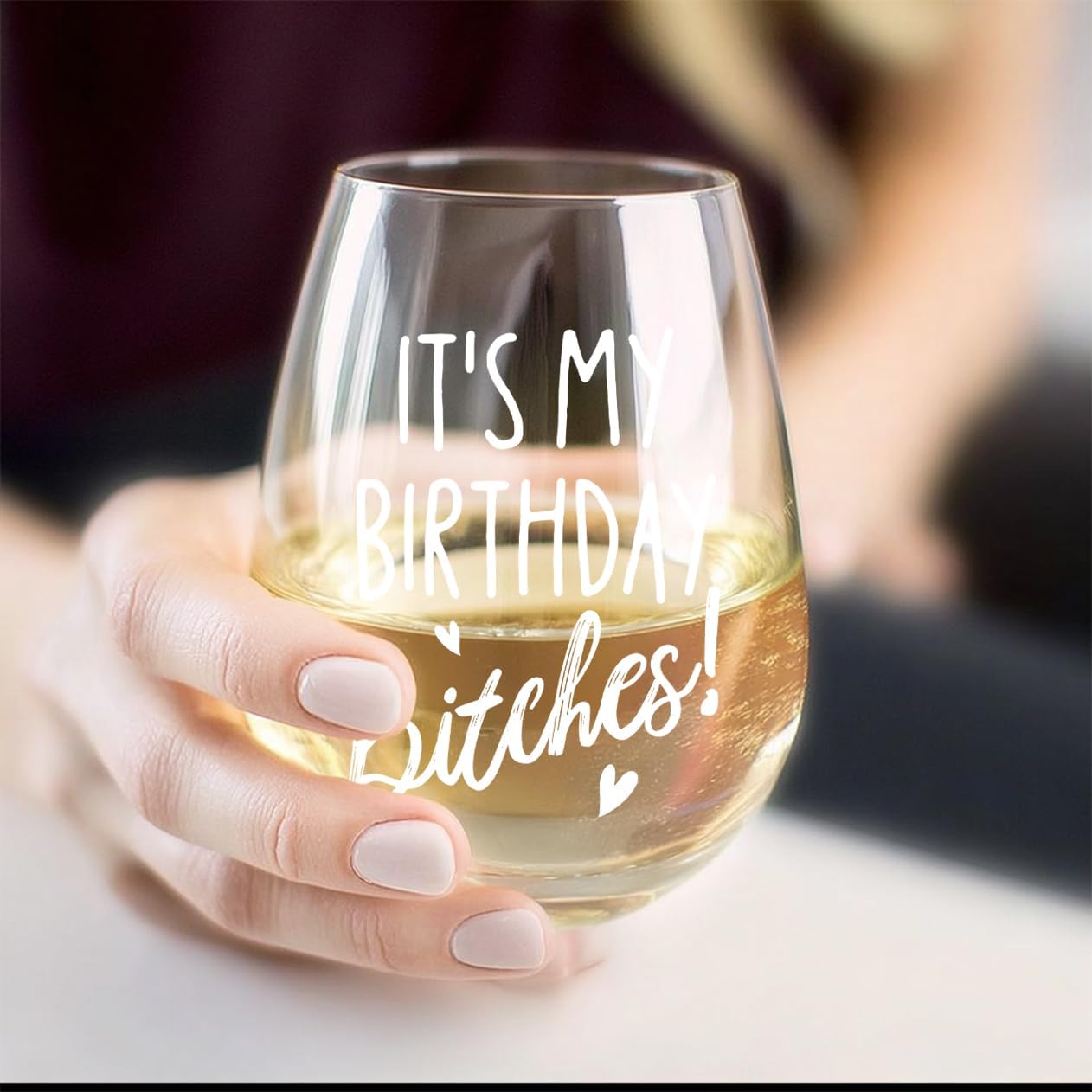 Birthday Wine Glass- It's My Birthday Bitches Stemless Wine Glass, Funny Birthday Gift for Women, Mom, Grandma, Best Friend, Sister, Coworker - 15oz Novelty Wine Cup for Her - Image 6