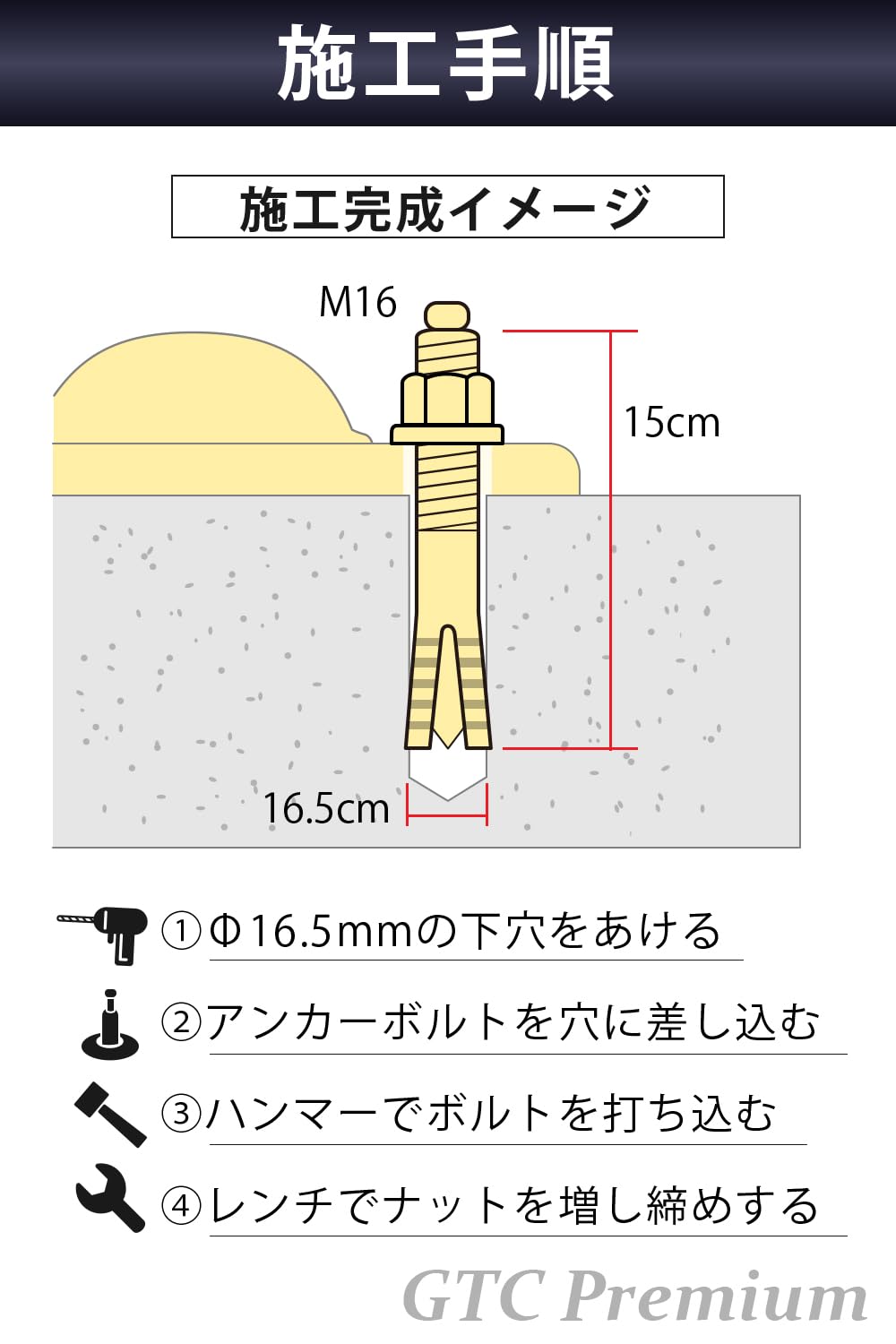 Amazon.co.jp: 【GTC Premium】アンカープレート ボルトアンカー付 