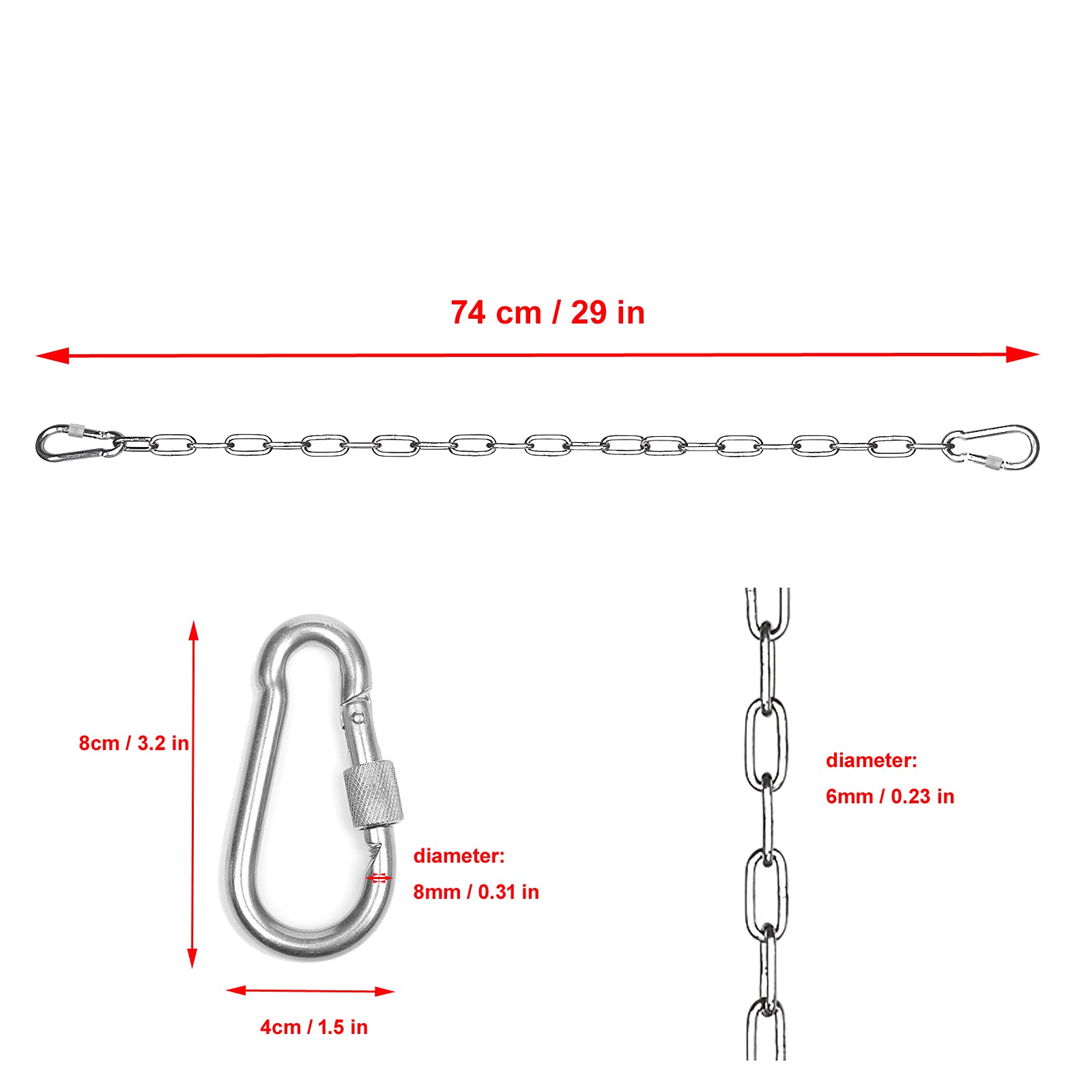 Kit Suspension BSWAN Avec Chaînes Et Mousquetons | Pour Hamac, Balançoire, Sac De Frappe