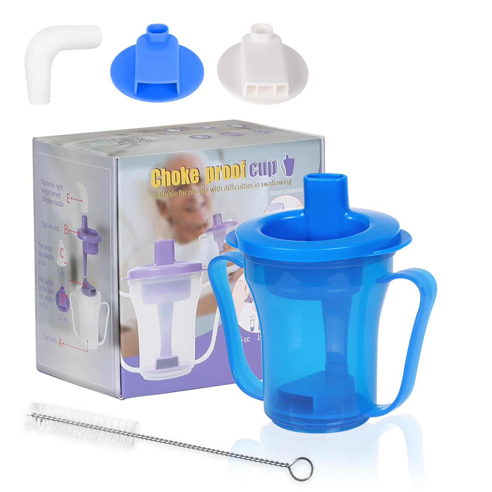 Ehucon Dysphagia Regulating Drinking Cup, Prevent Choking for Dysphagia/Dementia/Elderly,Dispenses 5cc or 10cc of Liquid Each time,Spill-Proof