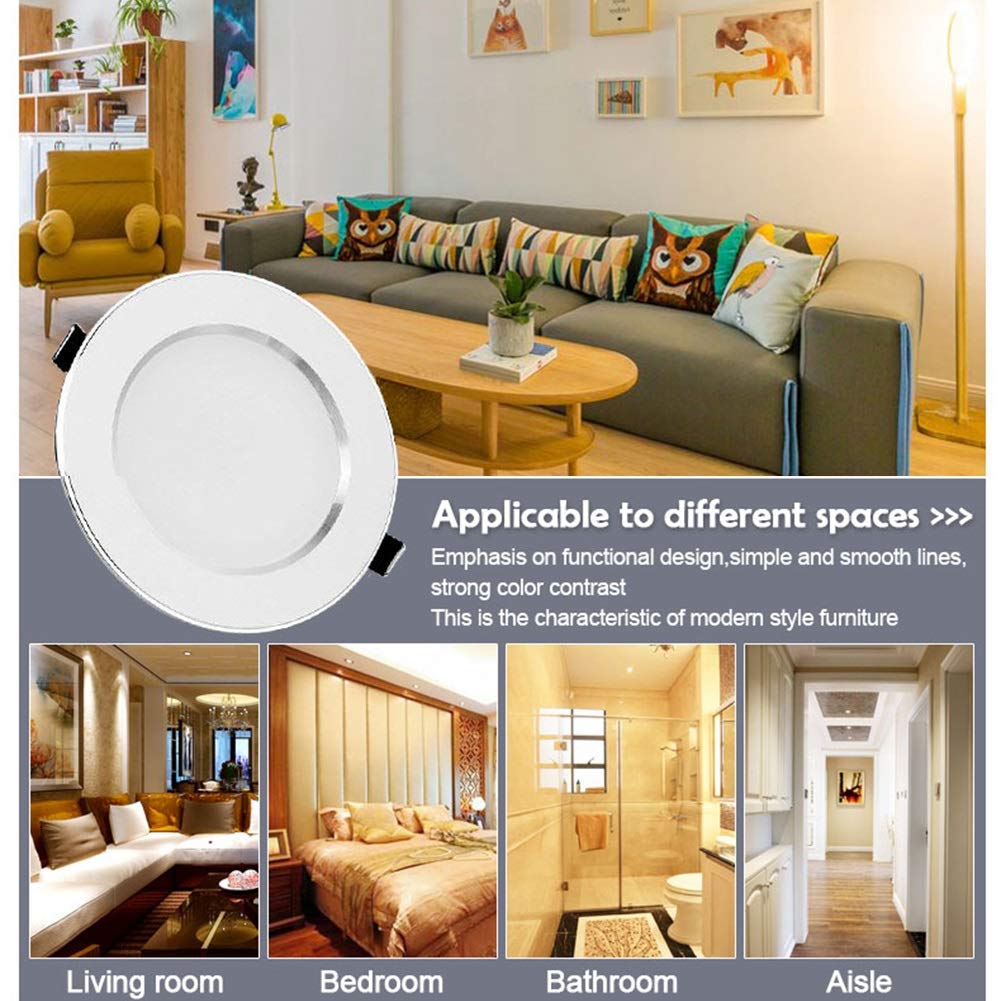 Chillers Foco LED para empotrar en el baño 30 mm ultraplano Incl.10 módulos LED IP65 95lm, Color de luz Blanco cálido/Natural/Blanco frío (Color : Natural Light, Size : 9w)