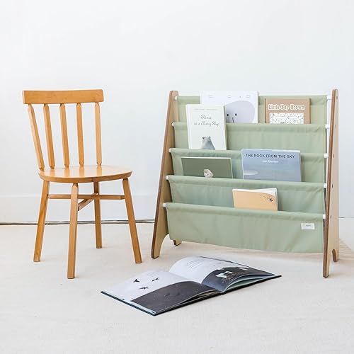 Miniatura 23 de 3 Sprouts Estantería de tela reciclada para niños, organizador de libros de 4 niveles, estantería de madera para guardería, sala de juegos, aula,