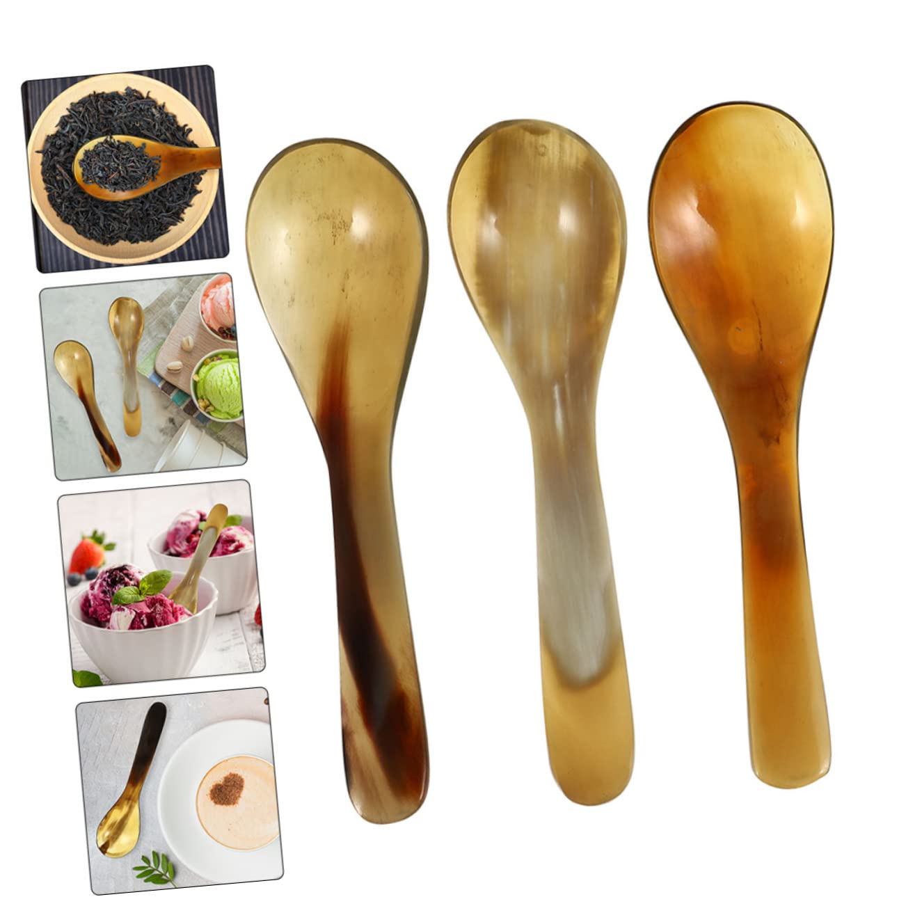 UPKOCH 15piezas Cucharas De Café De Cuerno Natural De Cucharas De Postre Decorativas Utensilios De Cocina Duraderos y Elegantes Para Servir Café y Pasteles