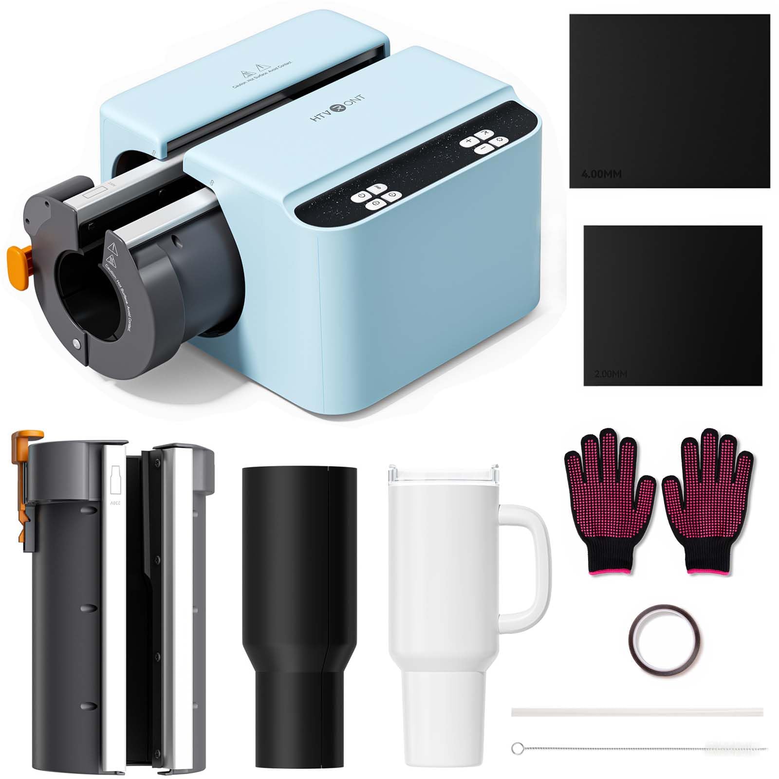 HTVRONT Auto Tumbler Heat Press Machine - 2 in 1 A200 Pro Kit Tumbler Press | Include a Machine for 15-30 oz Skinny Tumblers and Glasses, a Heat Plate Attachment for 40 oz Detachable Handle Tumblers