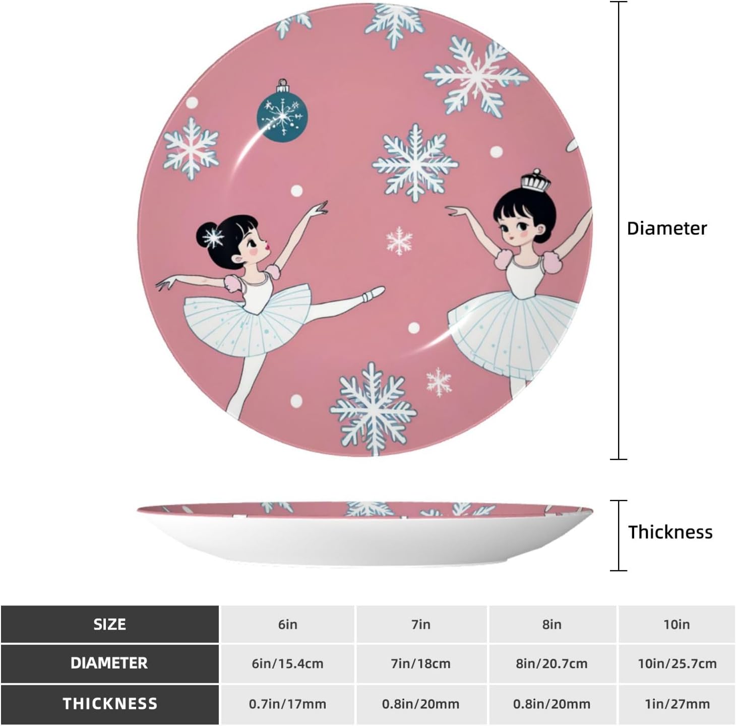Ballet-Dancing-Christmas 10 Inch Decorative Plate With Stand, Elegant Display Wall Plate For Home Decor