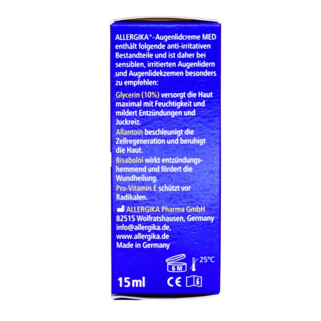 Allergika Augenlidcreme MED, 15 ml I zur Behandlung von Lidekzemen I Linderung von Rötung, Schuppung und Hauttrockenheit I Spar-Set plus Pharma Perle give-away (3x 15 ml)