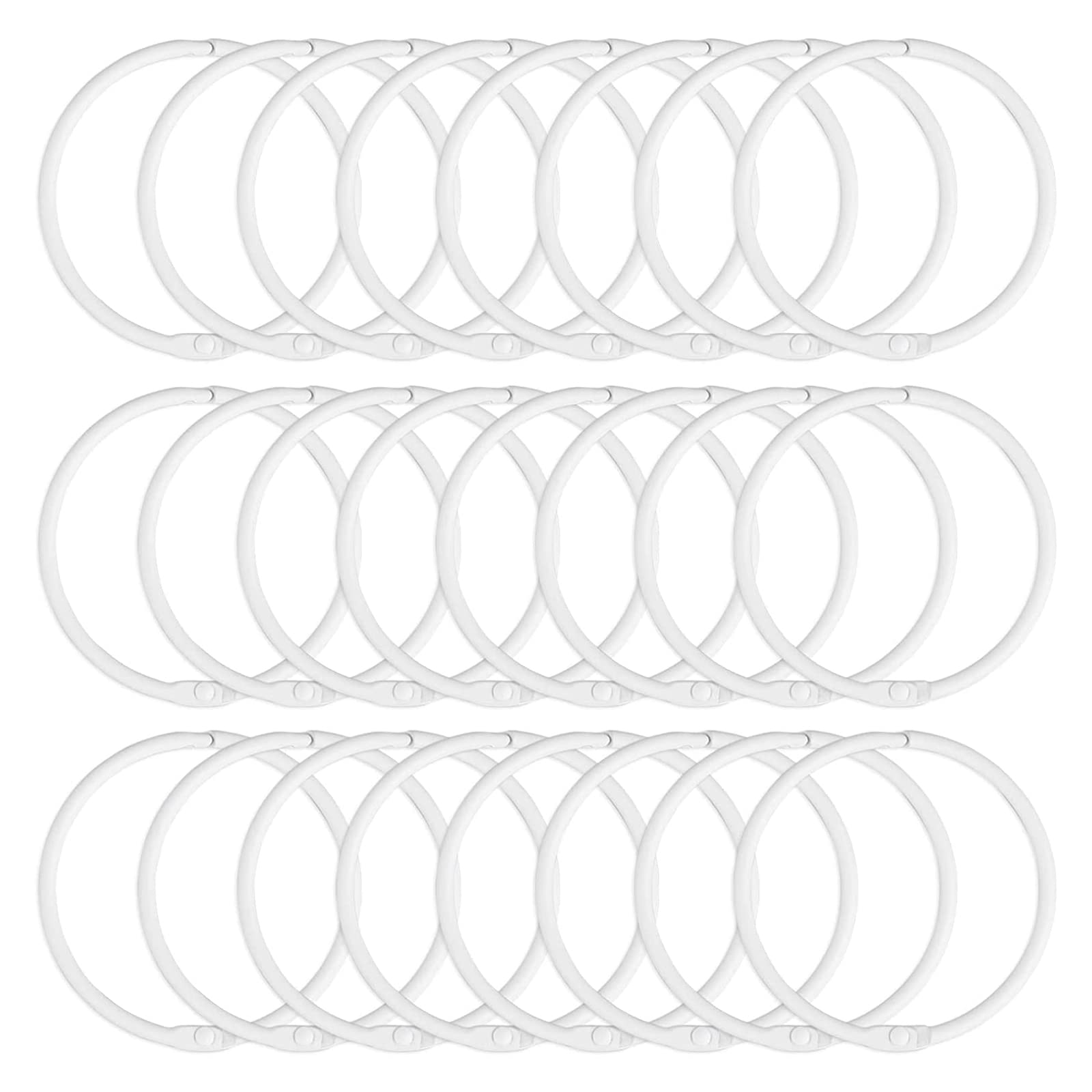 Lot de 24 anneaux de rideau de douche ronds en métal antirouille pour tringle de douche de salle de bain (A-blanc)
