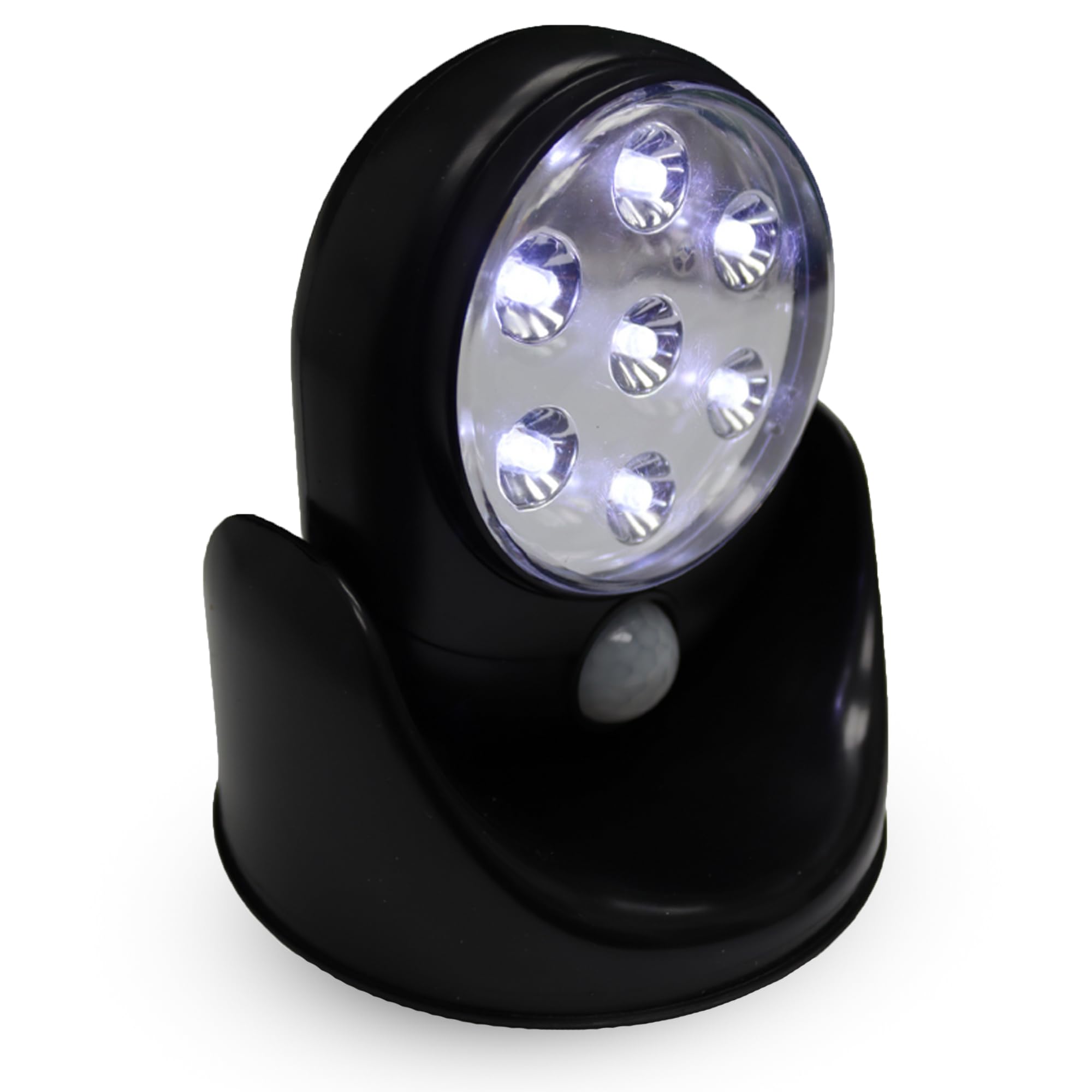 WedDecor 3pcs Battery Operated Black Motion Sensor Light with 7 LED Auto Detection ABS Plastic Rotating Head for Indoor Outdoor Stair Shed Porch Closet Or Bathroom Lighting Use