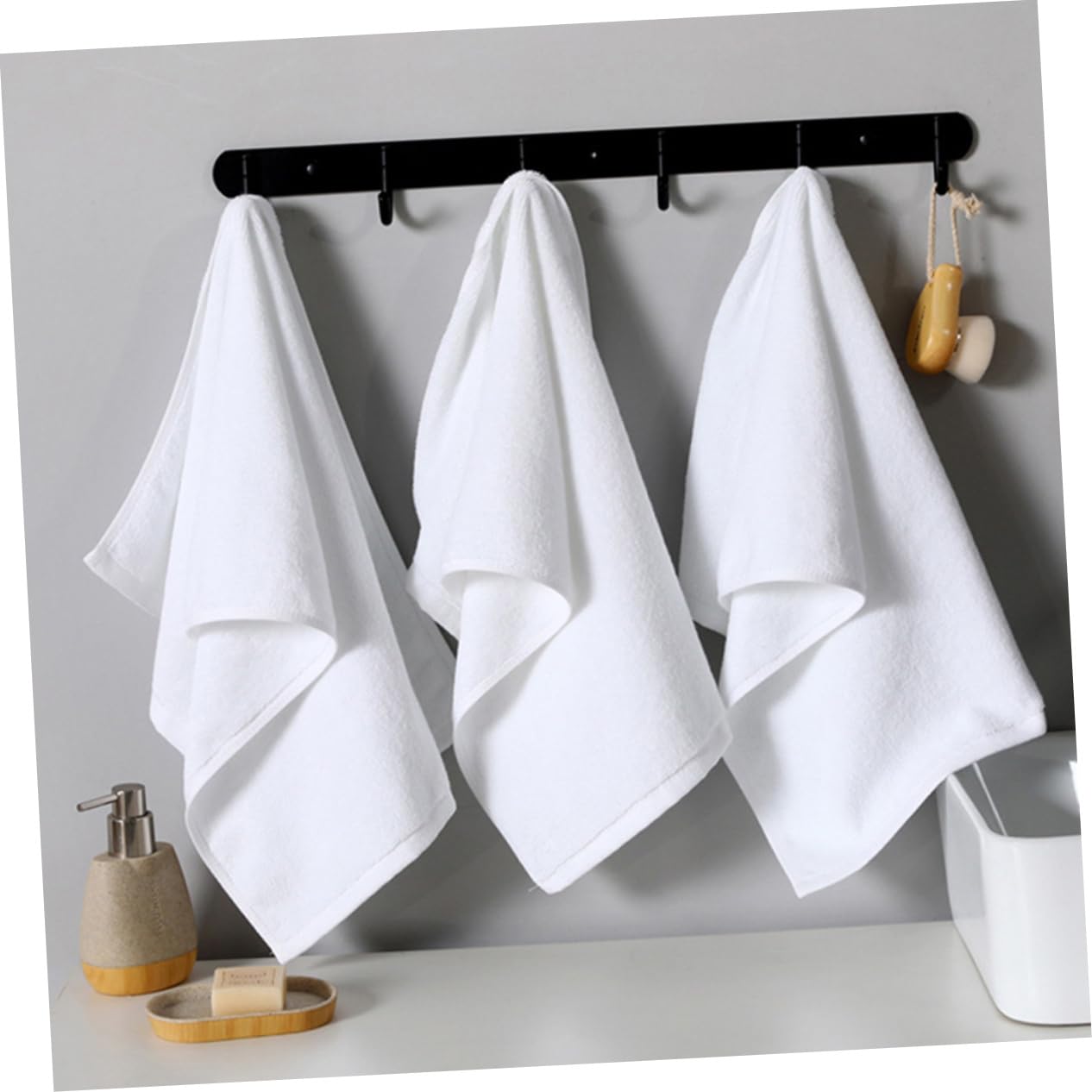 Alipis 3 Set Asciugamano Da Bagno Morbido Per Il Viso Altamente Assorbente Pulire Salvietta Asciugamano A Nido D'ape Strofinacci Da Cucina Asciugamani Da Bagno Cotone Bianca 3 Pezzi * 3