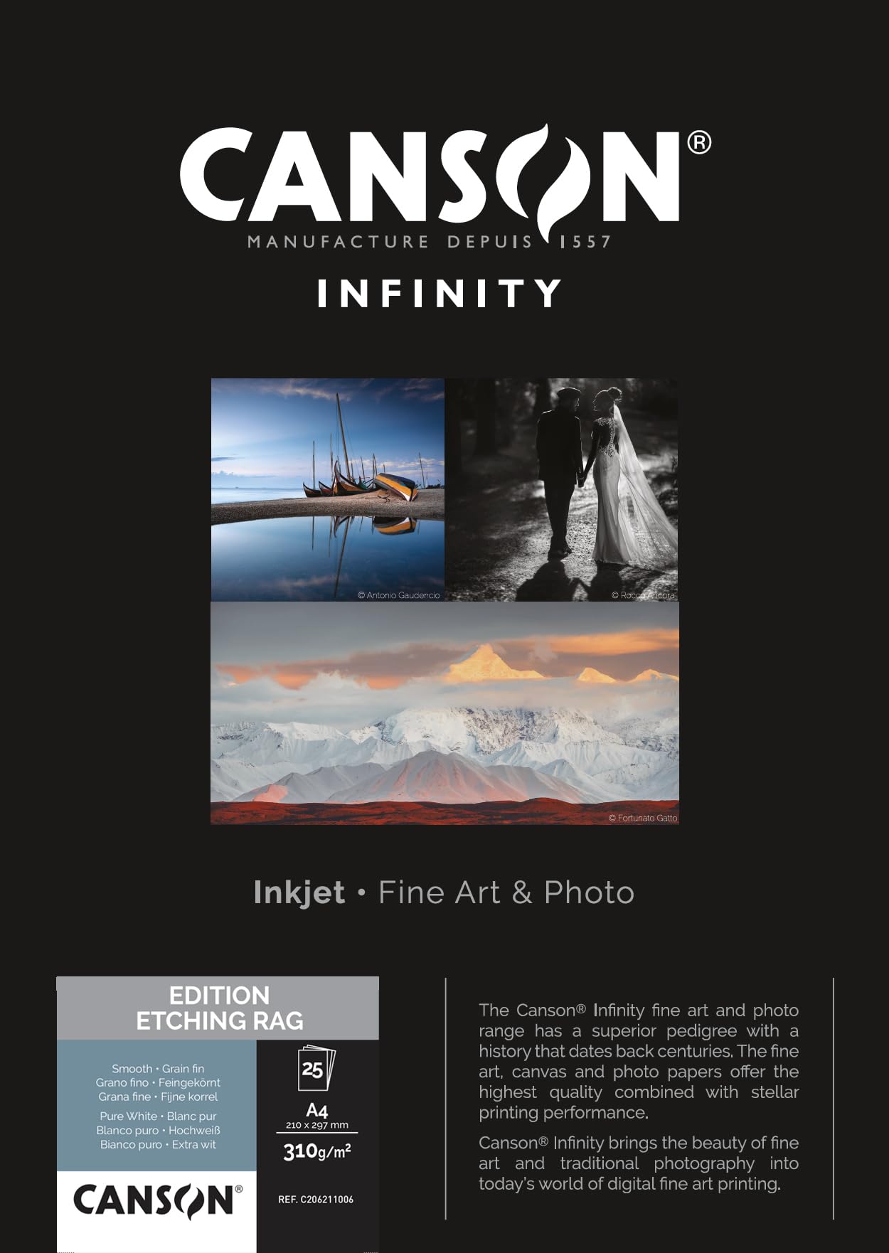 Canson 206211006 Edition Etching Rag Box, Photopapier, A4