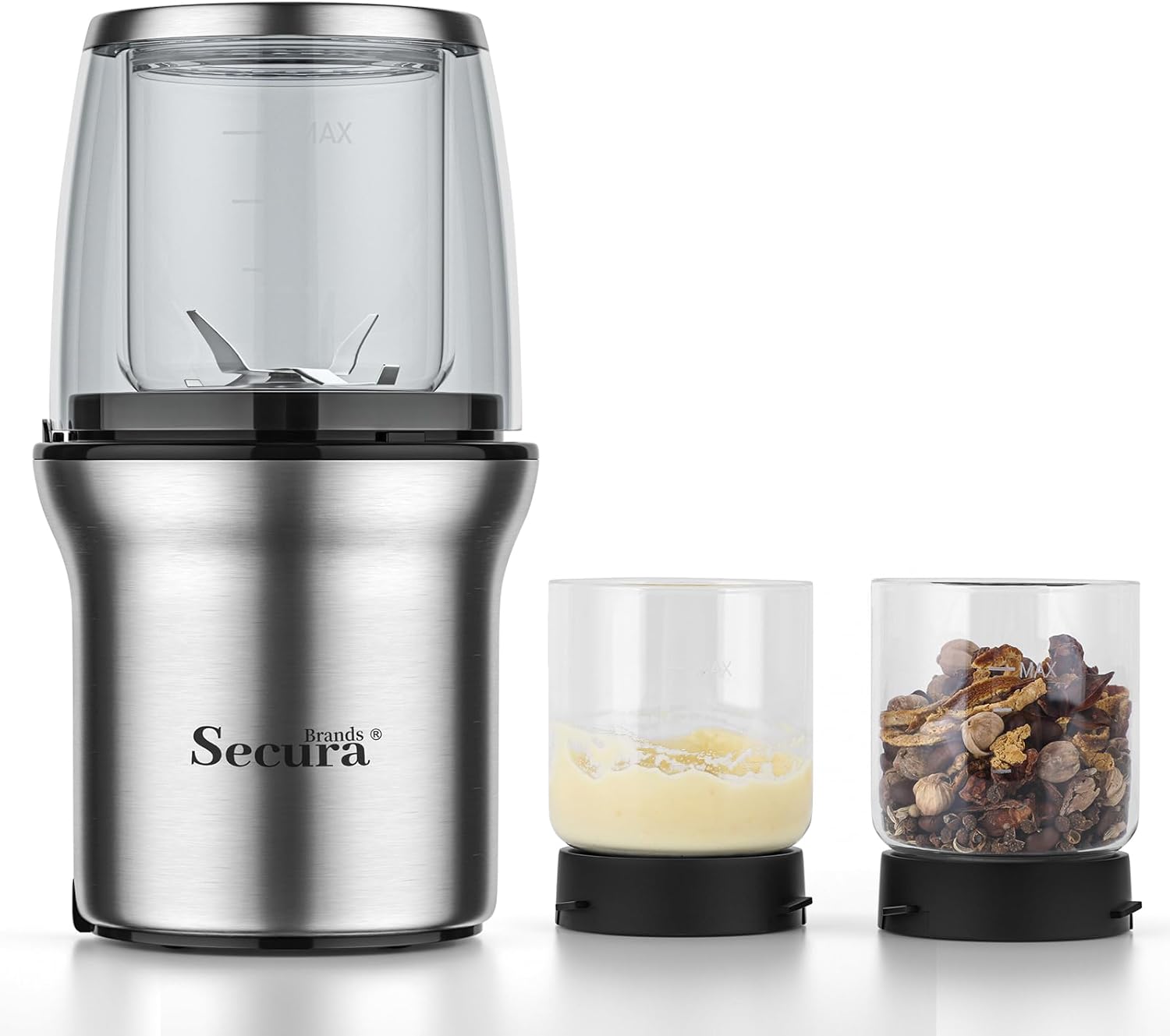 Coffee Grinder Electric Spice Herb Seeds Grinder with Two Glass Bowl, Dry and Wet Grinder