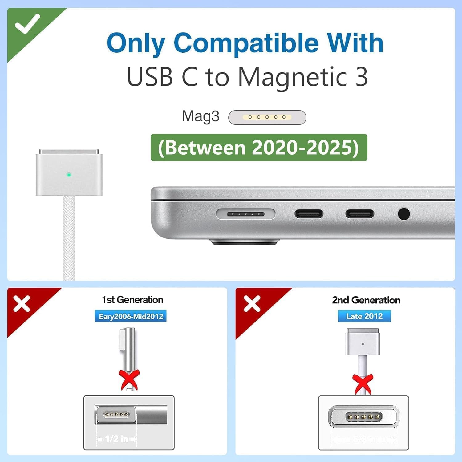 140W Mag 3 Charger, Mac Book Pro Charger, 140W USB-C Power Adapter, USB-C to Mag 3 Cable, Compatible with Mac Book Pro/Air 13/14/15/16 inch M1 M2 M3 M4 (Between 2021-2025)