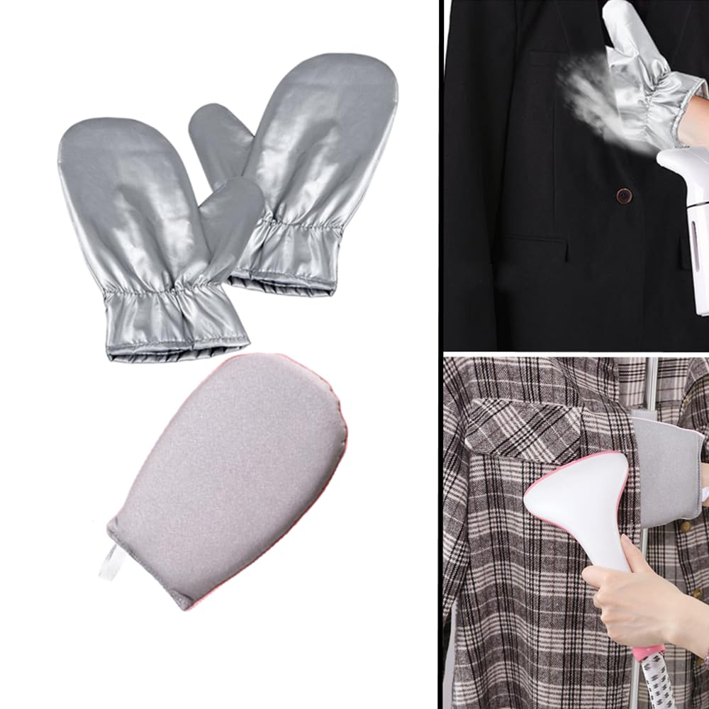 3 guantes de planchado con vaporizador de ropa, impermeables, resistentes al calor, con presilla para el dedo, mini guantes antivaho para tabla de planchar, accesorios para vaporizador de ropa, color gris.