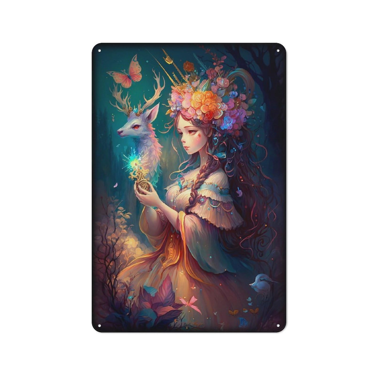 Junmoney Forest Forest Queen Urban Decorative Metal Plaque 30X20cm Featuring Loft Wall Plaque For Loft, Studio, Office Or Creative Room