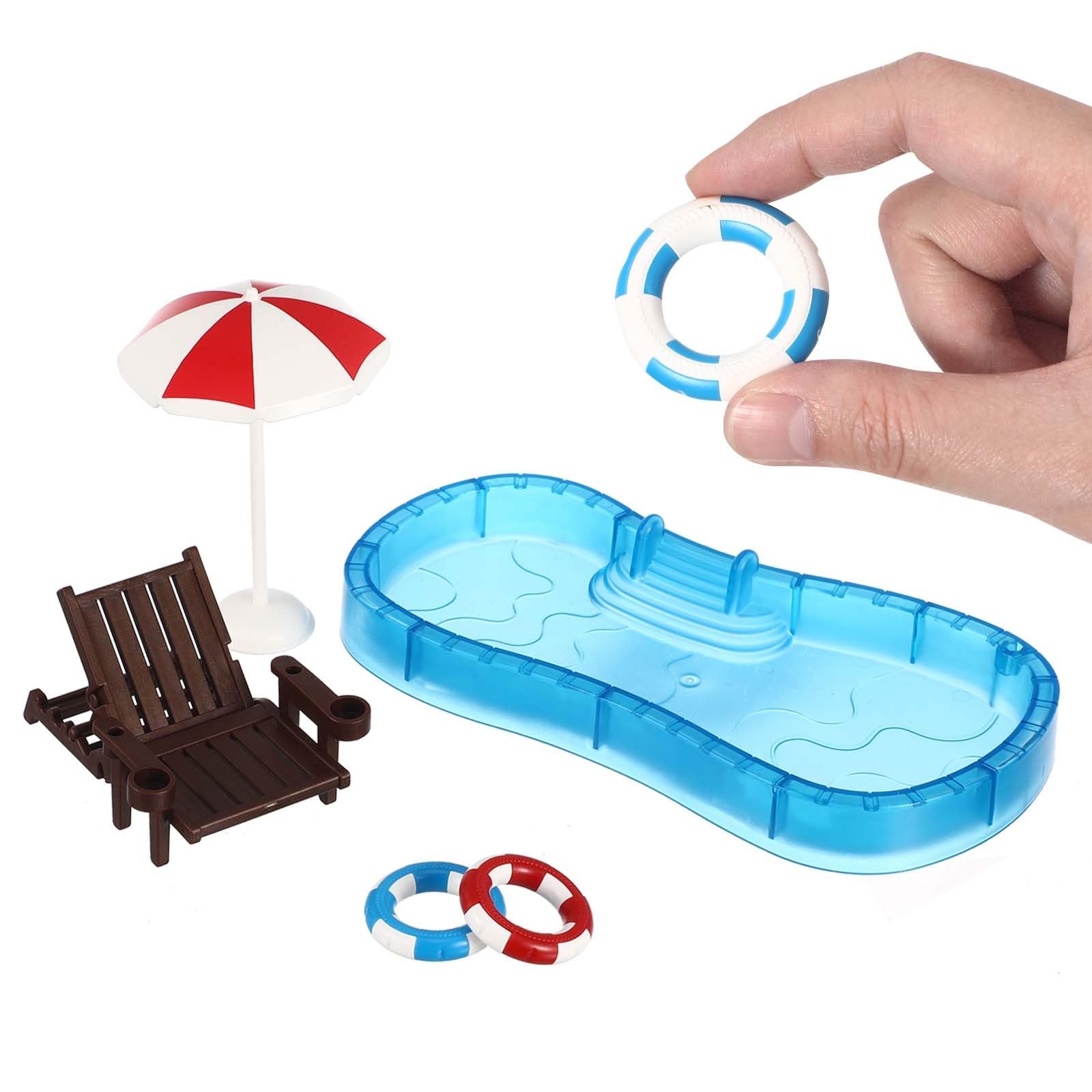 Gadpiparty Miniature Swimming Pool Dollhouse Furniture Set Plastic Mini Swim Pool Accessory Doll House Furniture for Kids Playhouse Mini House Scene Decor