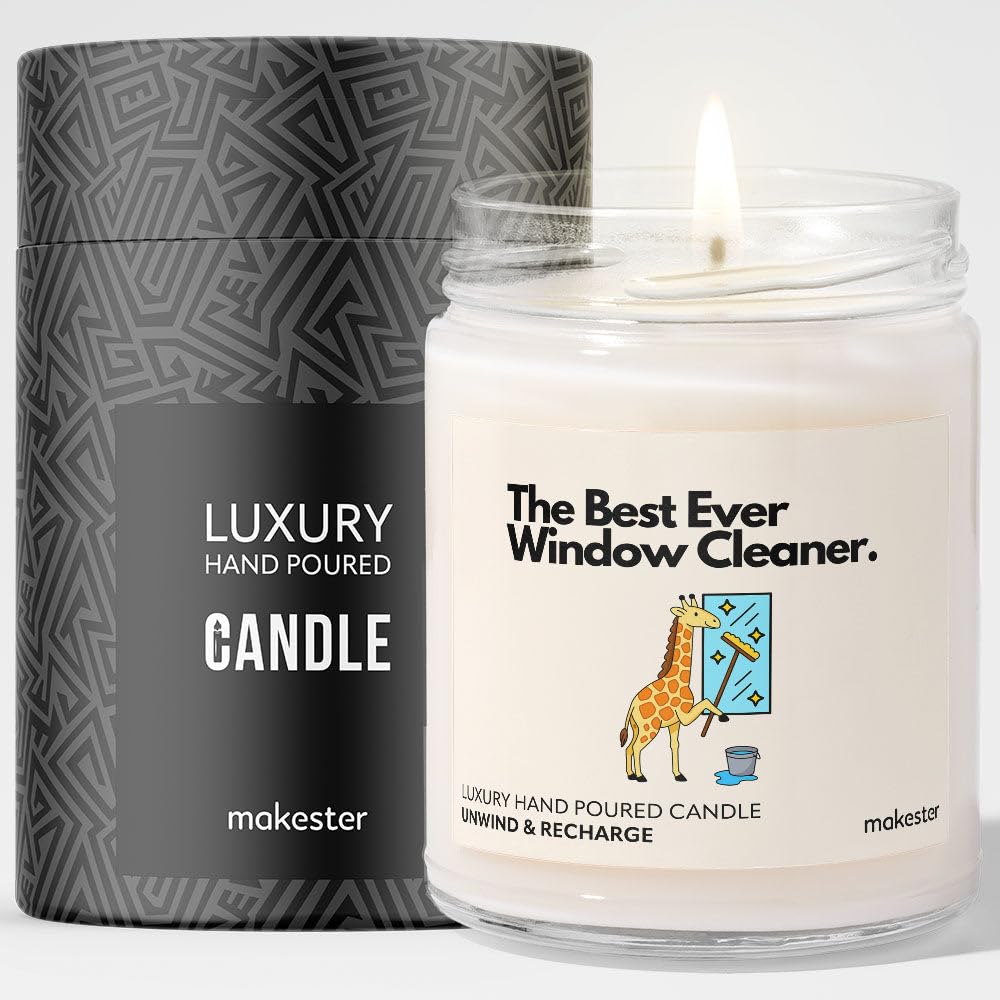 Gift for Window Cleaner - Luxury Soy Wax Candle - Vanilla, Jasmine, Sugared Almond - Makester — image 1