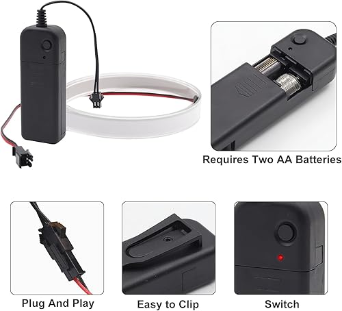 Vista 103 de Ourbest Luces de neón con retroiluminación EL, panel electroluminiscente cortable, hoja de lámpara de papel, luces suaves para bricolaje, 3 modos