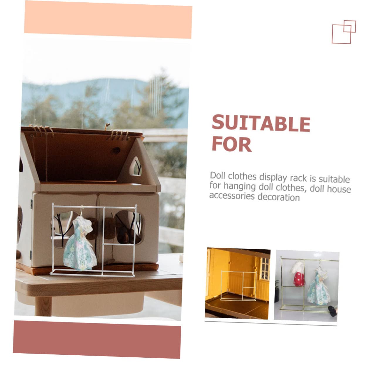 minkissy 2 Piezas Percha para Muñecas Metálica Expositor de Vestidos para Muñecas Miniatura