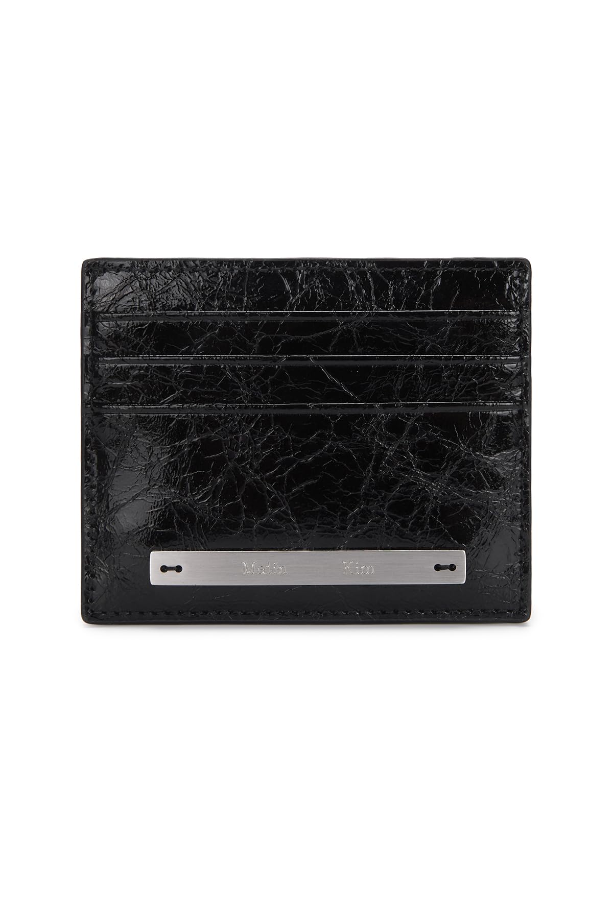 Matin Kim Glossy Slim Metal Card Holder Wallet Unisex Black