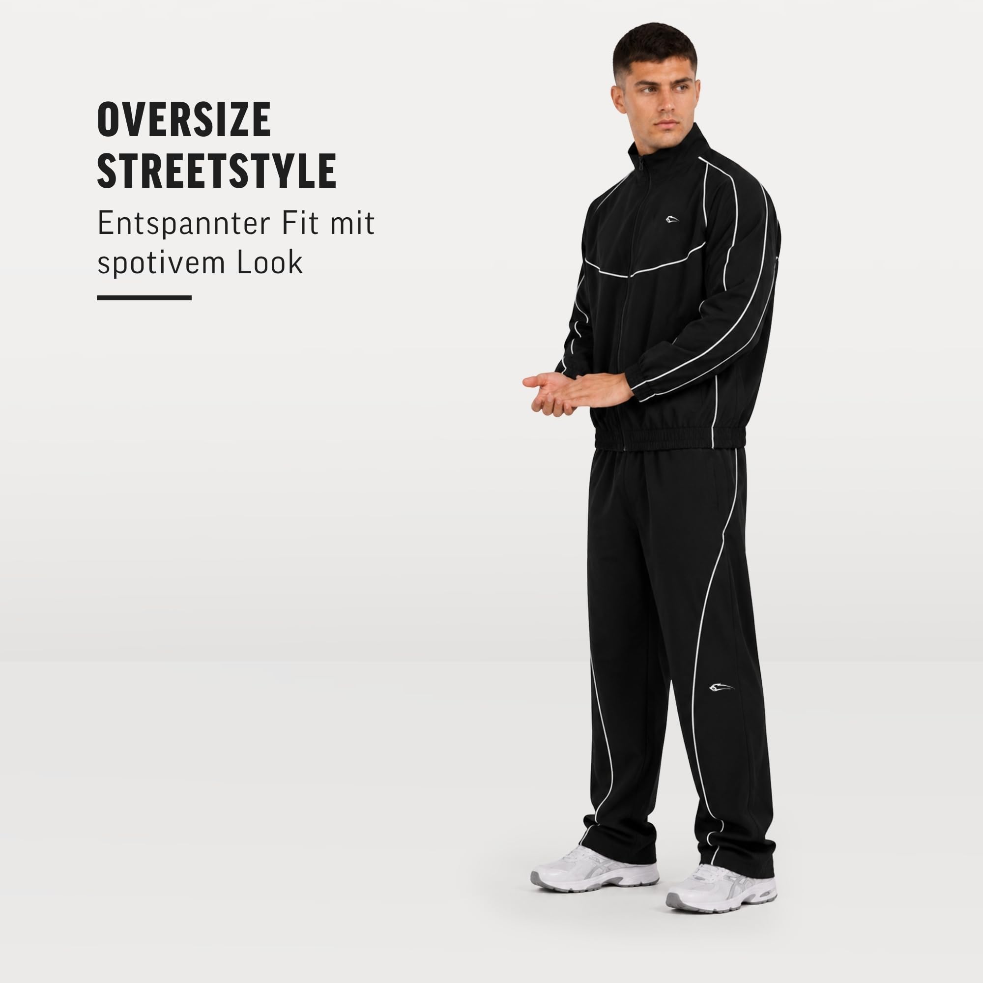 SMILODOX Trainingsjacke Herren Kyson Oversize Fit, Sportjacke mit Stehkragen & Reißverschluss, Kontrastpaspeln, leichte Trainingsjacke mit Taschen, Fitnessjacke für Gym, Freizeit & Streetwear
