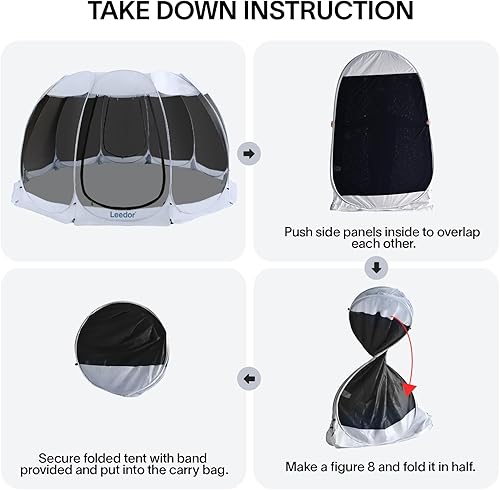 Miniatura 4 de LEEDOR Casa de pantalla desplegable, tienda de campaña para exteriores para 6-10-15 personas, sala de pantalla de campamento con bolsa de