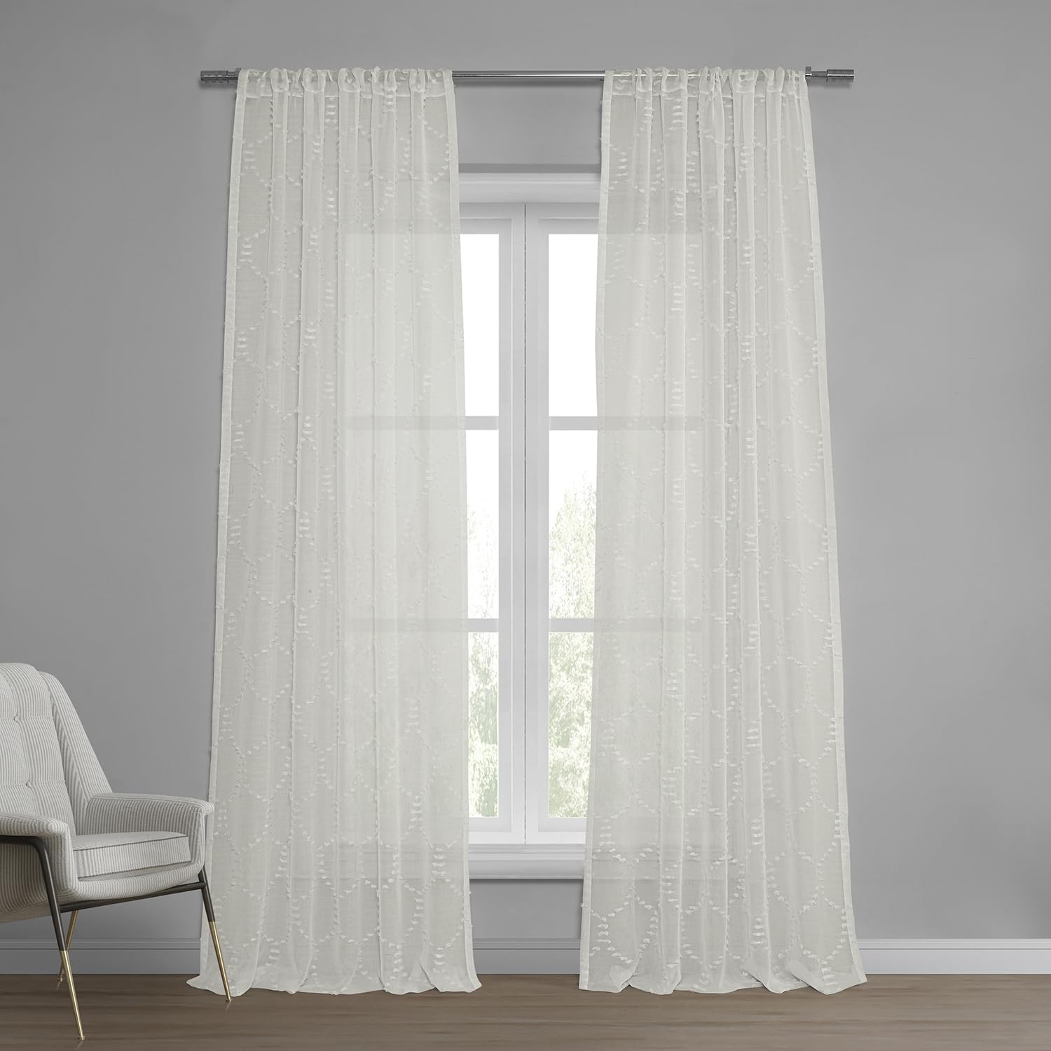 Amazon｜MarseilleシェルPatterned Fauxリネン薄手カーテン 50 x 108