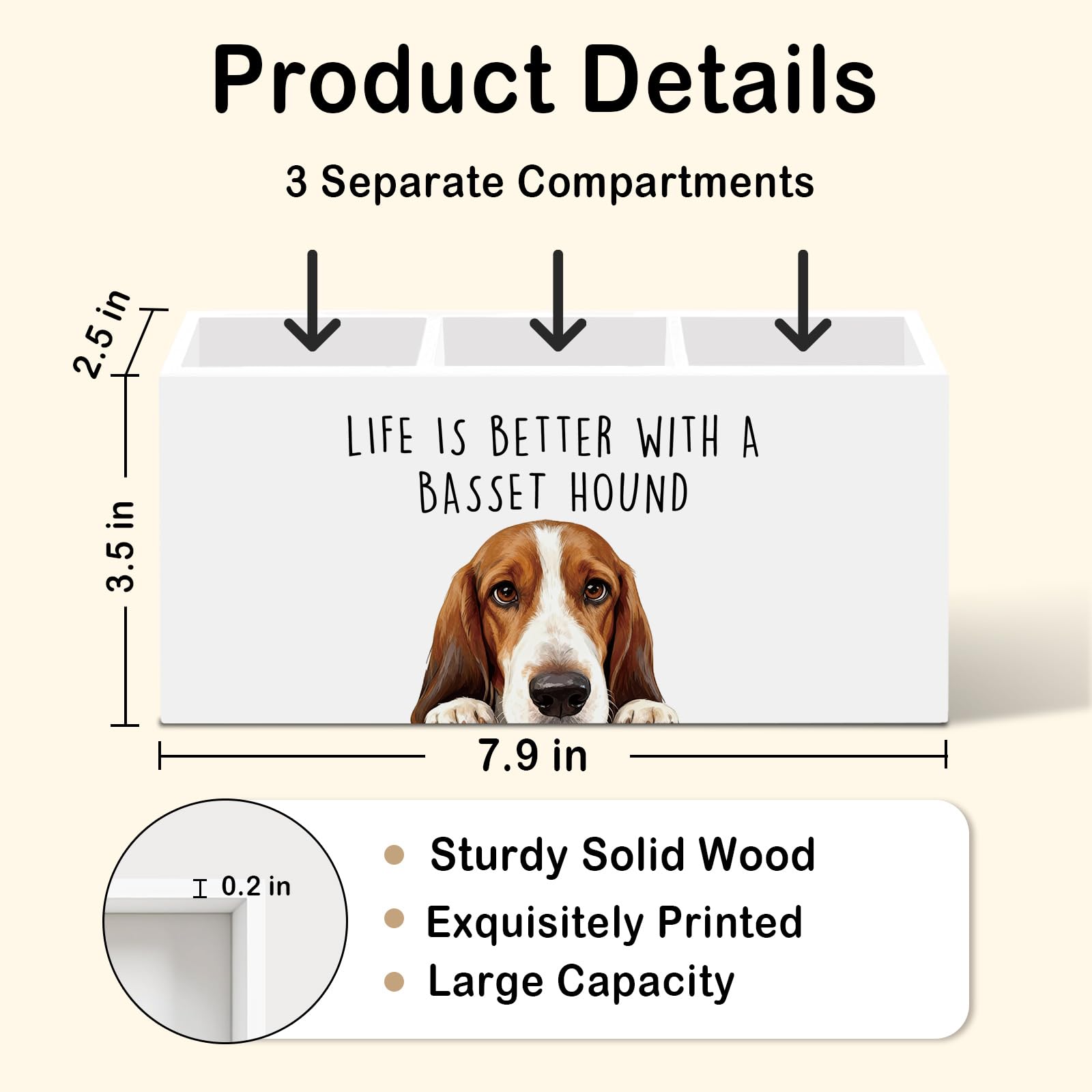 Basset Hound Dog Gifts Pen Pencil Holder for Desk, Funny Dog Lovers Gift Office Desk Accessories, Life Is Better with a Basset Hound Pen Holders Organizer for Women Kitchen Bathroom Decor