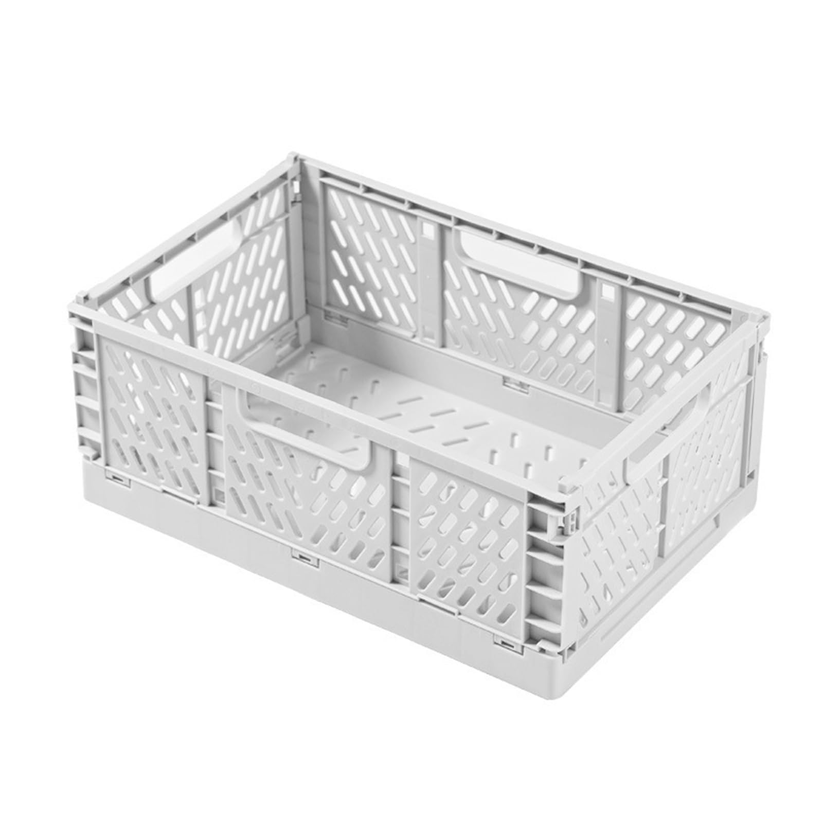 Wesoke Foldable Plastic Storage Basket, Small Collapsible Crates for Organizing, Medium Stackable Folding Organizer Bins for Desk Organization for Home Kitchen Bedroom Bathroom Office, White