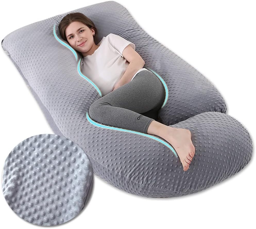 Pregnancy Pillow Grey Crystal Velvet Maternity Pillow. Multifunctional G-Shaped Comfortable Side Sleeping Pillow Nursing Pillow Cuddle Pillow,. Support for The Pregnant Woman's Body