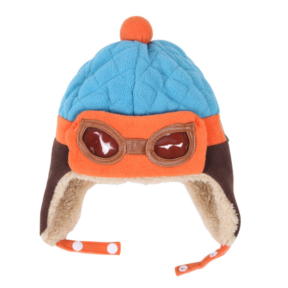 CHIC-CHIC Kids Boys Girls Winter Warm Pilot Aviator Beanie Hat Cap Skiing Earflap Hats (Blue)
