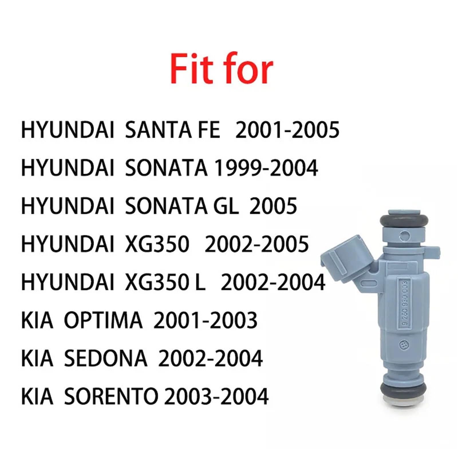 Joints d'injecteur Lot de 4 injecteurs carburant pour Hyundai Santa Fe, Sonata XG350, pour Kia Optima, pour Sedona, pour Sorento 2 pièces