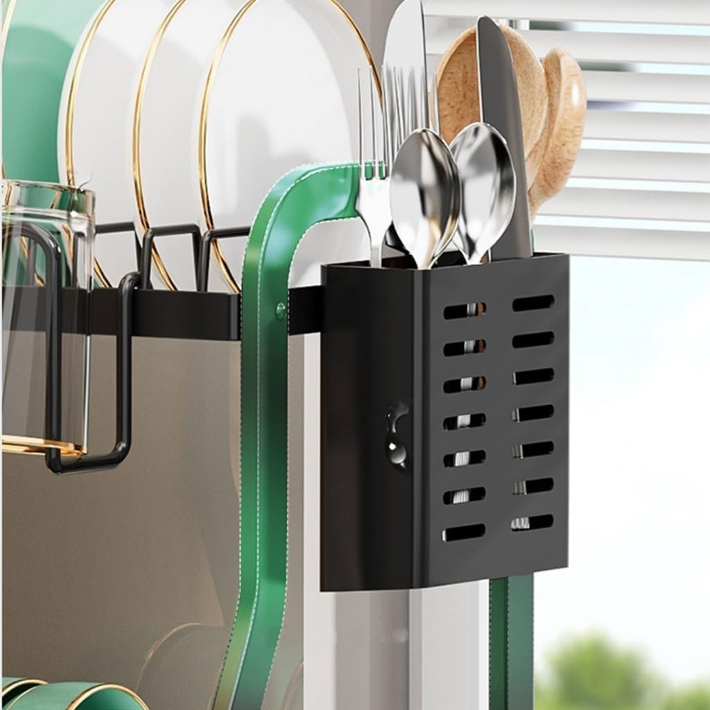 2-stöckiger Geschirrtrockner mit Essstäbchenhalter und Tasse, multifunktionale Küchenspüle, ideal für Schneidebrett, Stauraum, Arbeitsplattenlösung