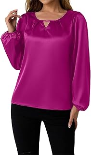 Blusa informal de satén de seda de manga larga para mujer, para cualquier ocasión, verano, elegante