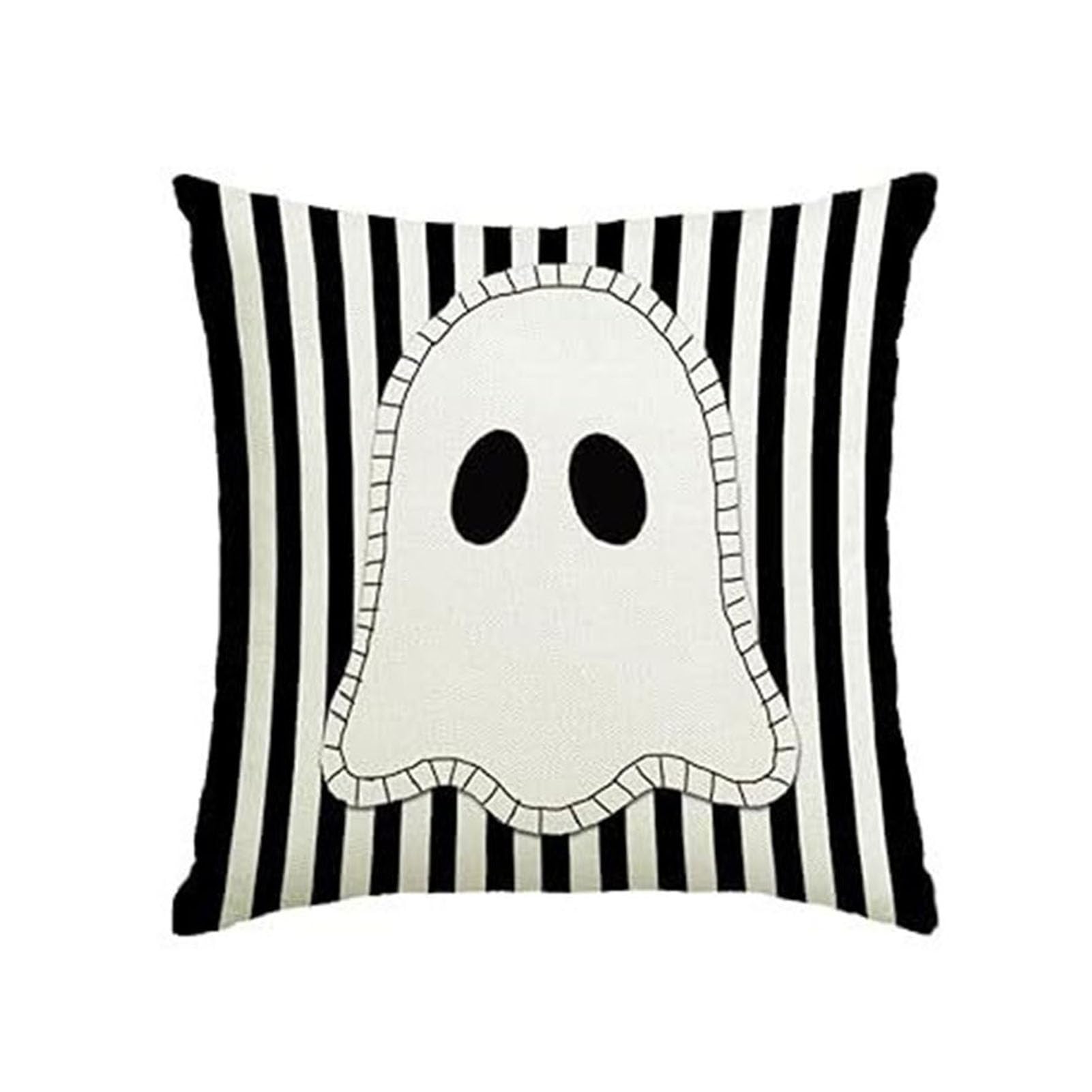 Halloween Ghost Cushion Cover, 18x18 Spooky Skull Throw Pillow for Sofa