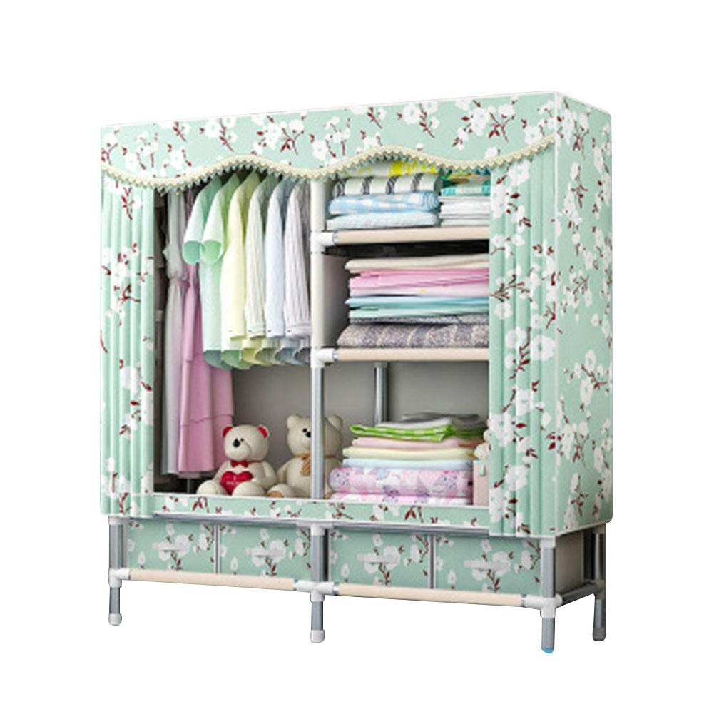 Armario portátil de tela no tejida y tubo de acero para ropa organizador impermeable 158x45x168cm